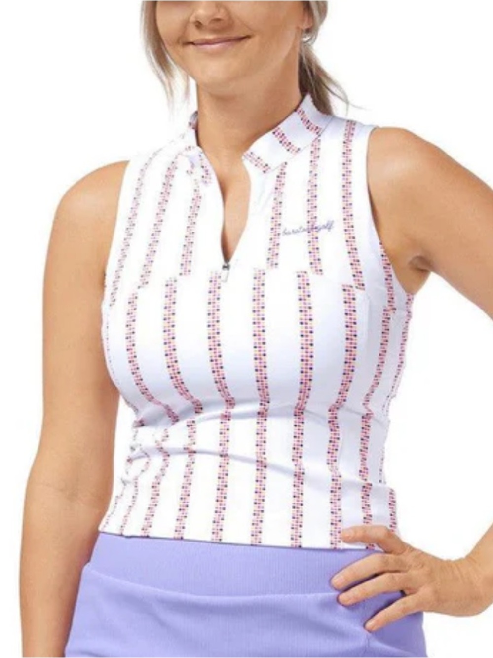 Barstool Vertical Dot Women's Sleeveless Golf Tennis Polo Shirt Sz‎ XS